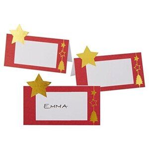 Christmas Red and Gold Star Place Cards